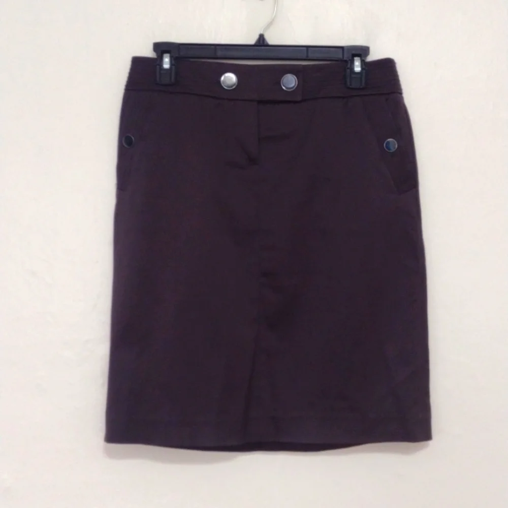J. Crew Dark Brown Pencil Skirt w/ Pockets Like New Size 2